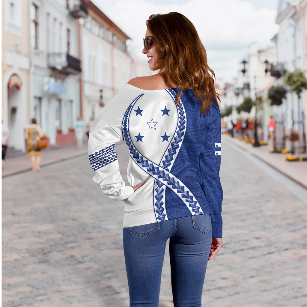 Gambier Islands Off Shoulder Sweatshirt Tribal Polynesian In My Heart