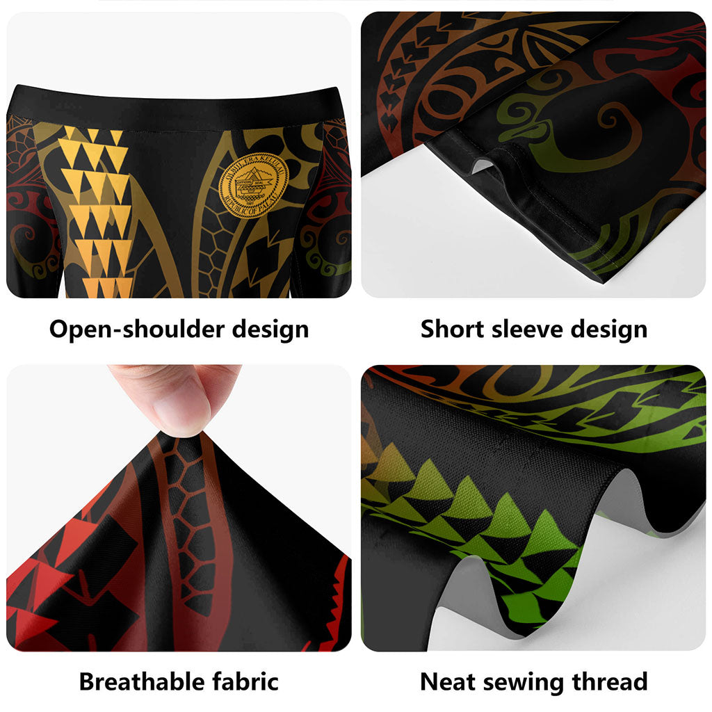 Palau Combo Short Sleeve Dress And Shirt Kakau Style Reggae