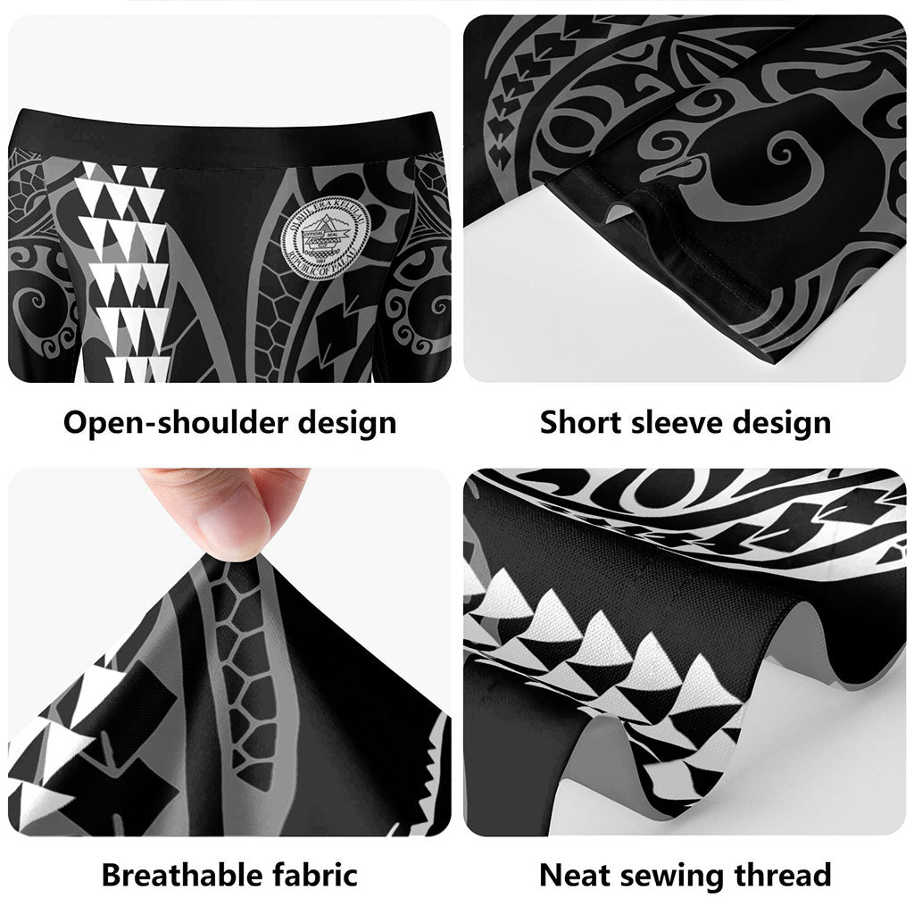 Palau Combo Short Sleeve Dress And Shirt Kakau Style White