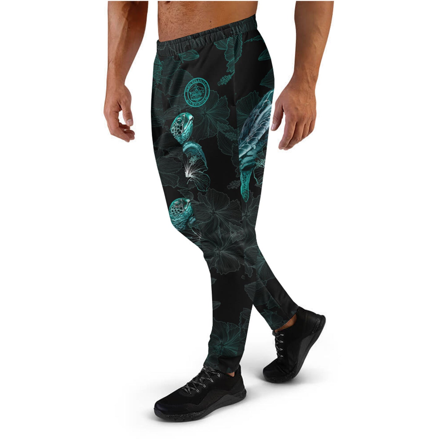 Palau Jogger - Palau Seal With Turtle Blooming Hibiscus Turquoise