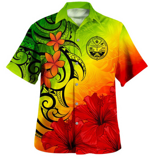 Chuuk State Hawaiian Shirt Tribal Polynesia Tropical Hibiscus Flower