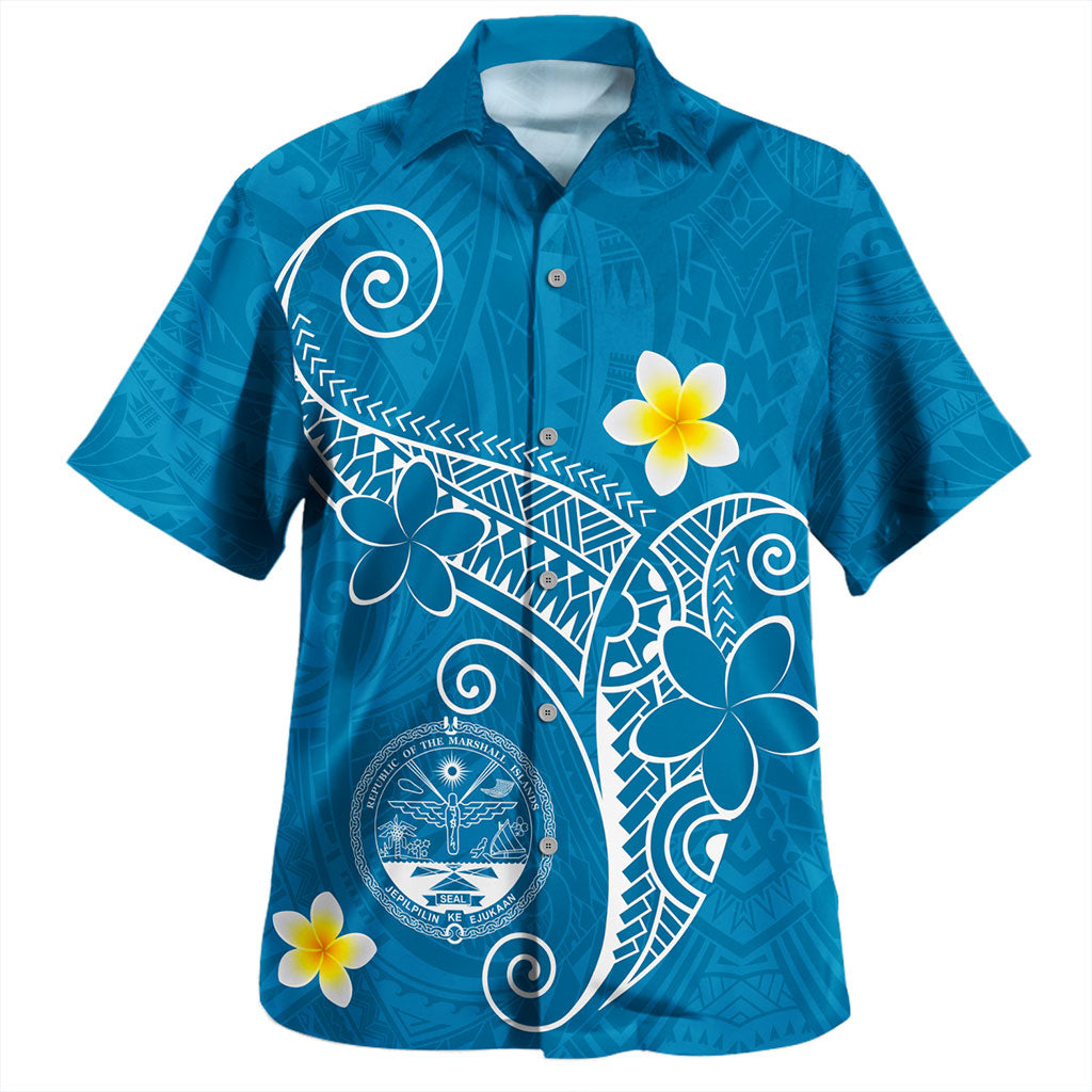 Marshall Islands Hawaiian Shirt Coat Of Arsm Polynesia Floral Tribal