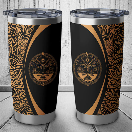 Marshall Islands Tumbler Lauhala Circle Style Gold