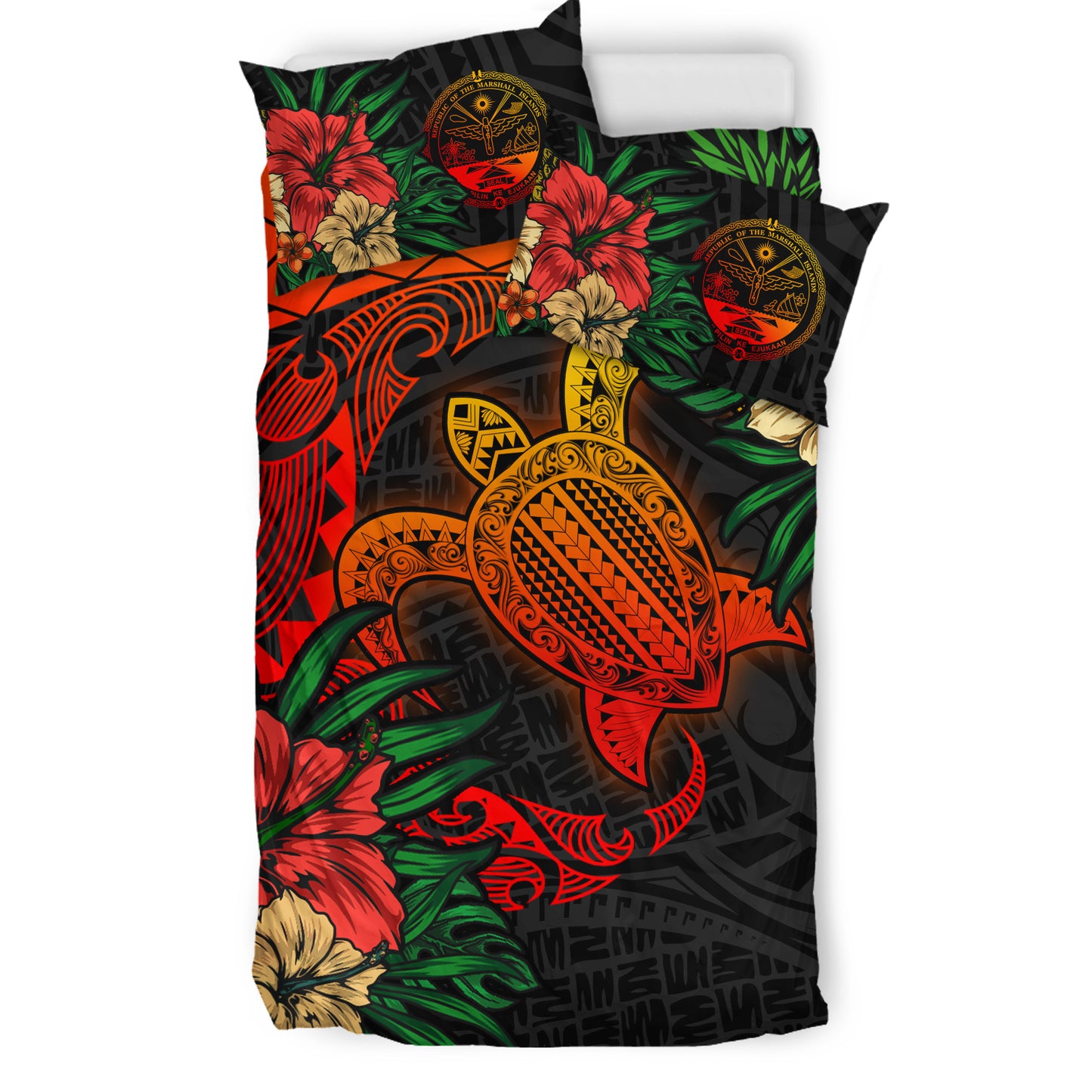 Marshall Islands Bedding Set - Marshall Islands Polynesian Turtle Tropical Bedding Set
