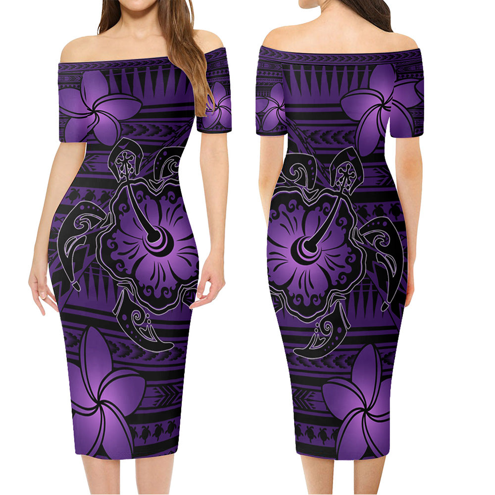 Hawaii Combo Short Sleeve Dress And Shirt Hibiscus Turle With Plumeria Flowers