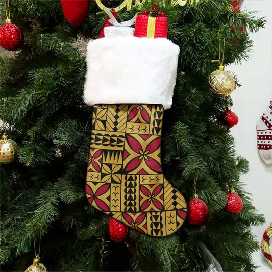 Samoa Christmas Stocking Siapo Design Tribal Pattern
