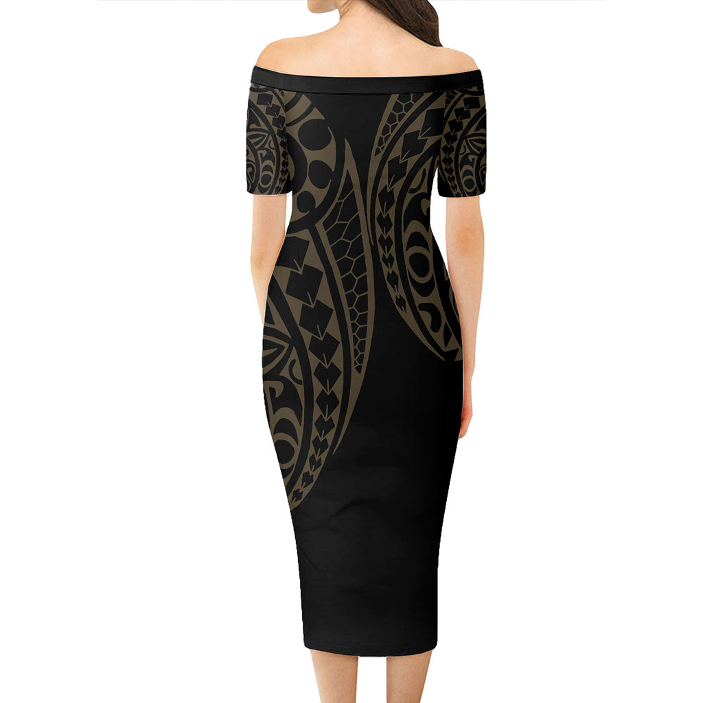 Solomon Islands Combo Short Sleeve Dress And Shirt Kakau Style Gold