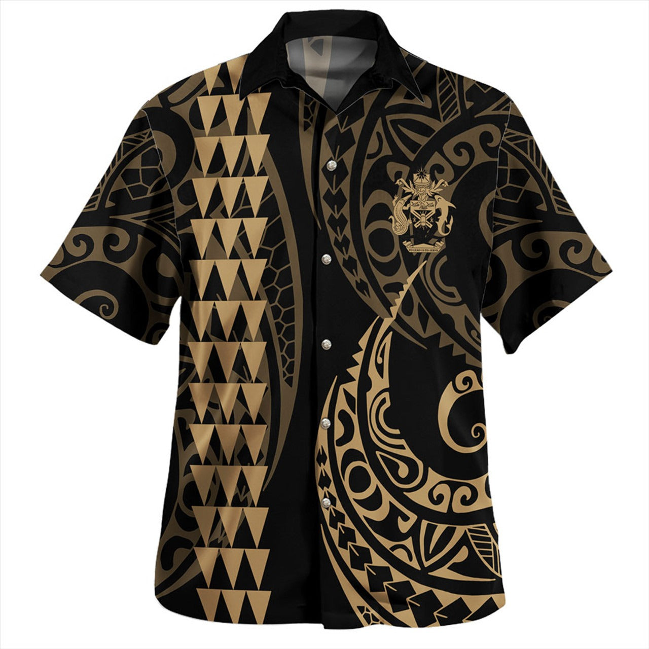Solomon Islands Combo Short Sleeve Dress And Shirt Kakau Style Gold