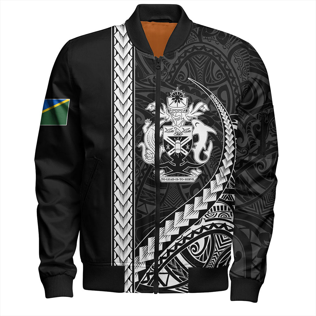 Solomon Islands Bomber Jacket Tribal Melanesian Coat Of Arms