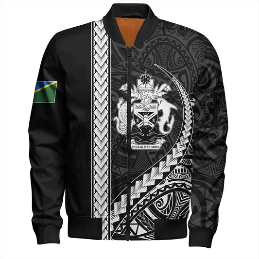 Solomon Islands Bomber Jacket Tribal Melanesian Coat Of Arms