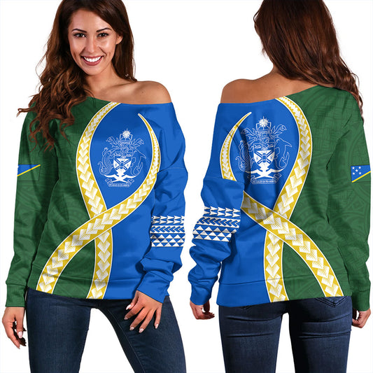 Solomon Islands Off Shoulder Sweatshirt Tribal Polynesian In My Heart