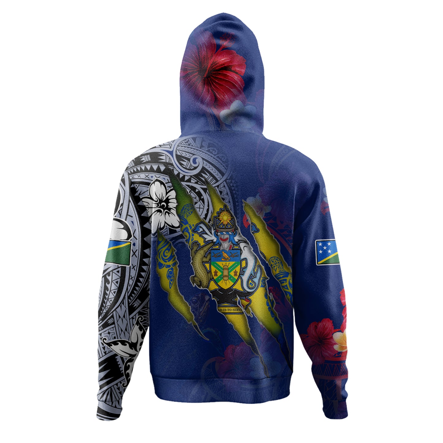 Solomon Islands Hoodie Custom Solomon Islander Blood Inside Me Polynesian Sleeve Tattoo Tropical Blue