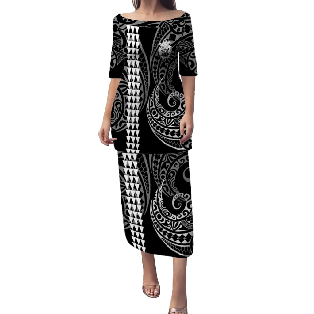 Solomon Islands Combo Puletasi And Shirt Kakau Style White