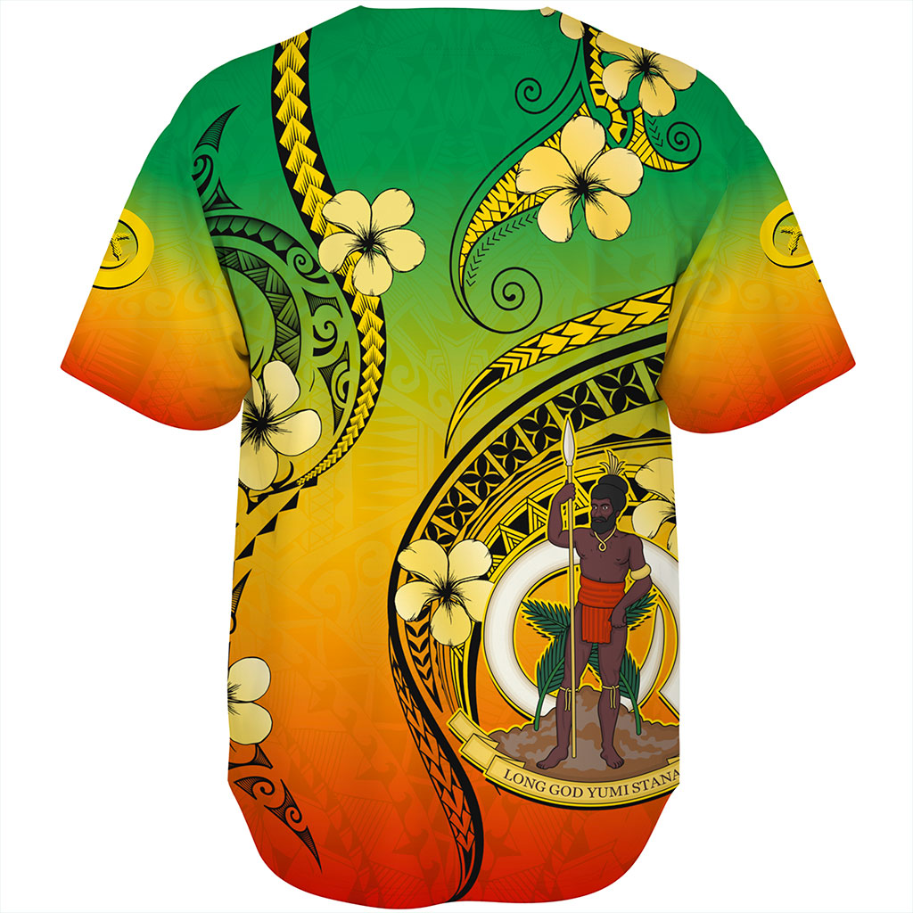 Vanuatu Baseball Shirt Melanesian Style Plumeria Flower