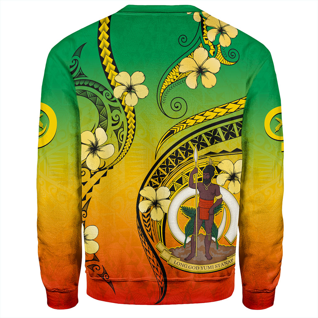 Vanuatu Sweatshirt Melanesian Style Plumeria Flower