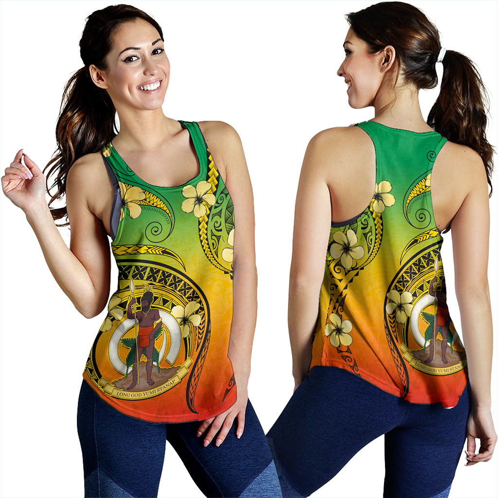 Vanuatu Women Tank Melanesian Style Plumeria Flower