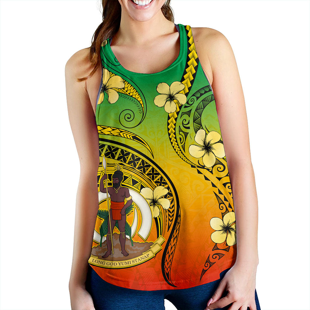 Vanuatu Women Tank Melanesian Style Plumeria Flower
