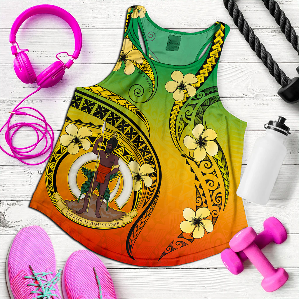 Vanuatu Women Tank Melanesian Style Plumeria Flower