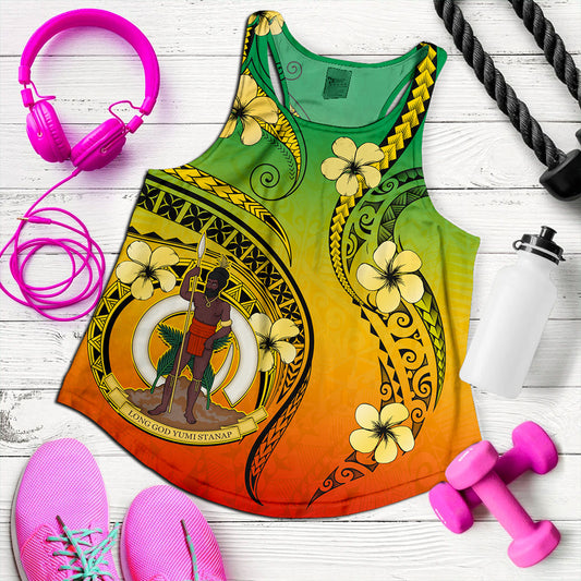 Vanuatu Women Tank Melanesian Style Plumeria Flower