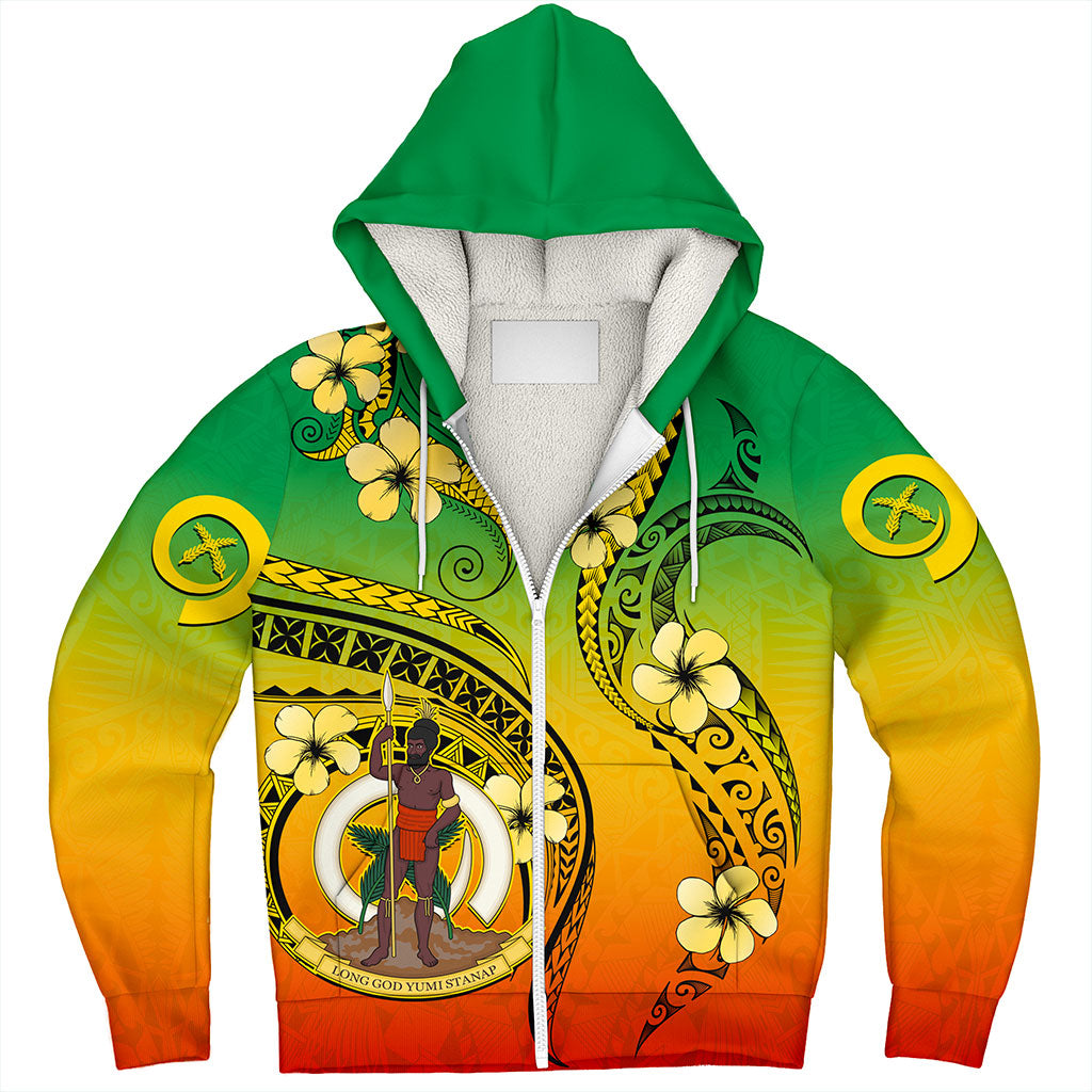 Vanuatu Sherpa Hoodie Melanesian Style Plumeria Flower