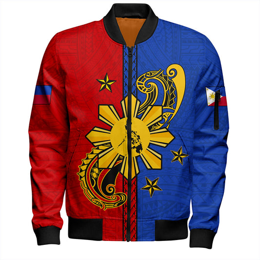 Philippines Filipinos Bomber Jacket Sun Star Polynesian Half Concept