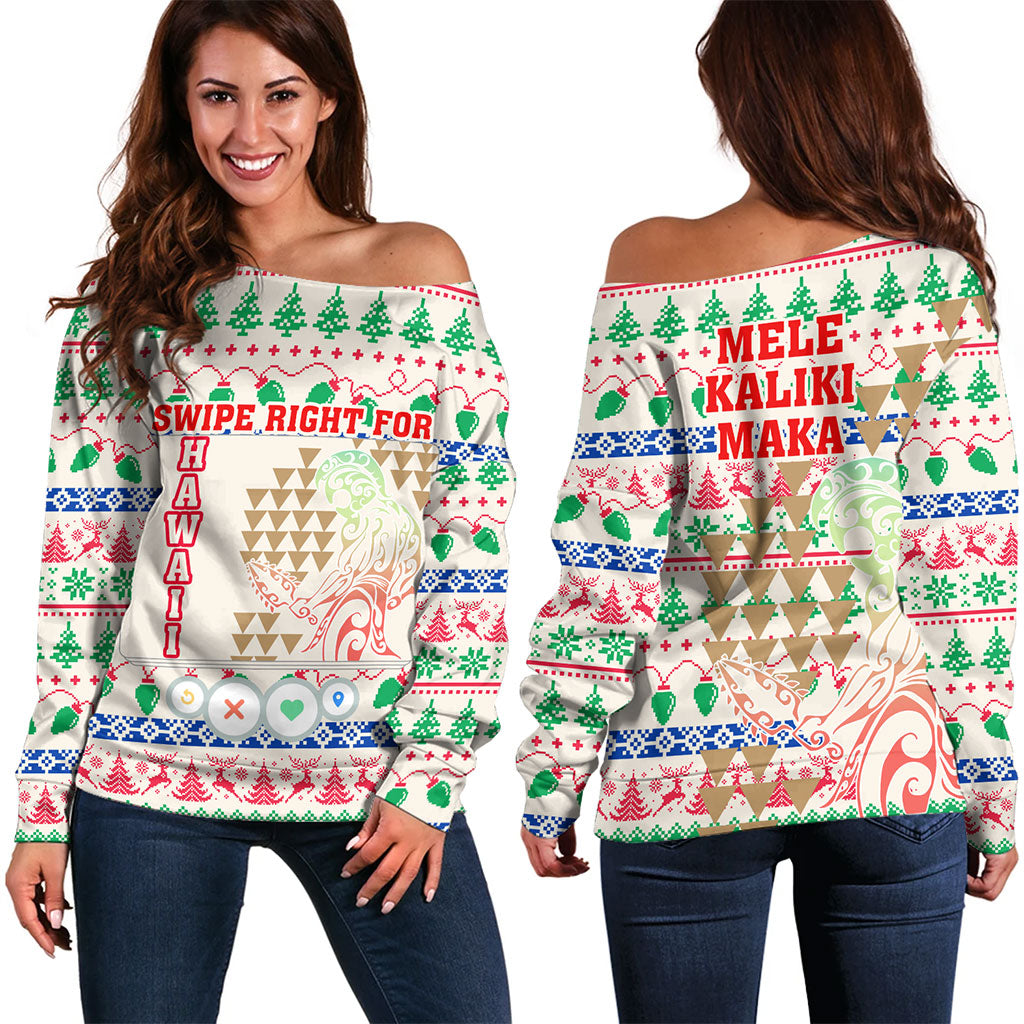 Hawaii Off Shoulder Sweatshirt Swipe Right For Hawaii Christmas