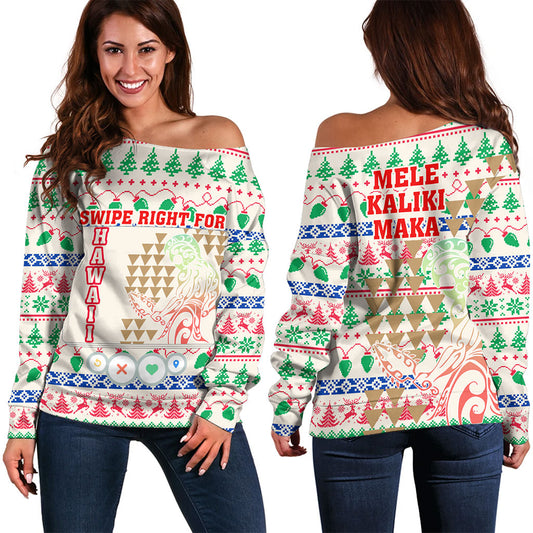 Hawaii Off Shoulder Sweatshirt Swipe Right For Hawaii Christmas