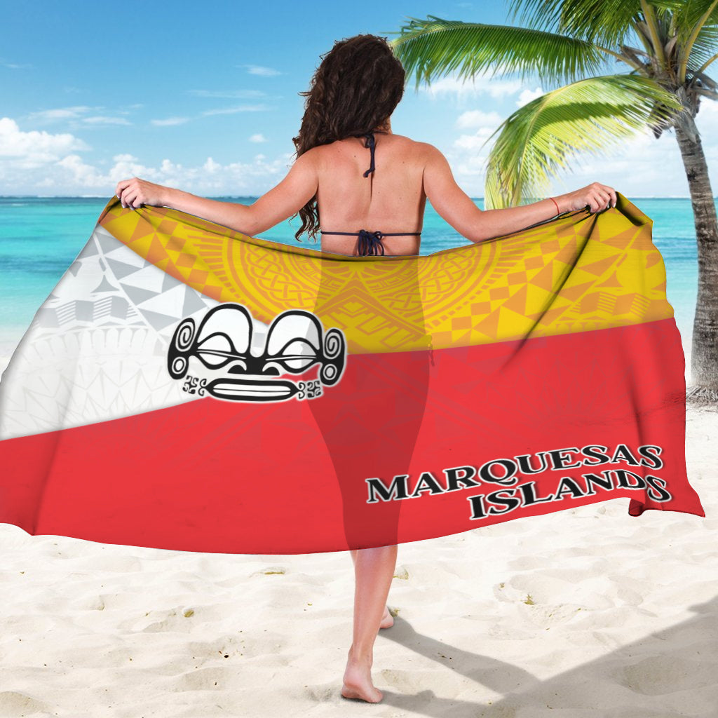 Marquesas Islands Flag Color With Traditional Patterns Sarong