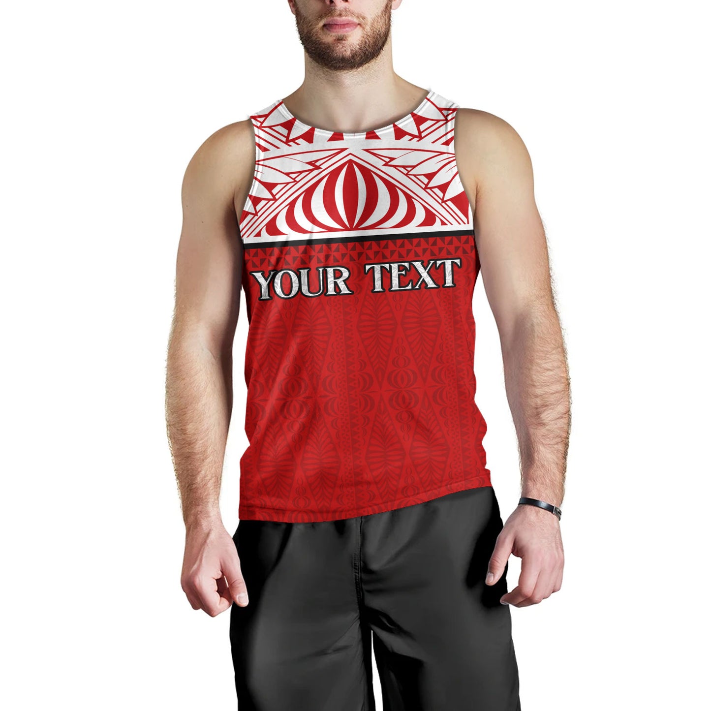 Tonga Custom Personalised Tank Top Coat Of Arms Ngatu Patterns Design