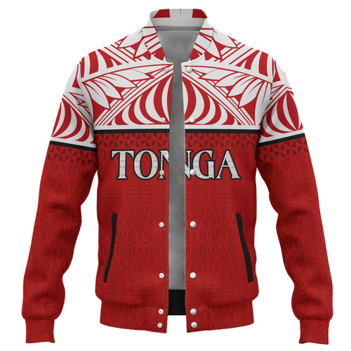 Tonga Custom Personalised Baseball Jacket Coat Of Arms Ngatu Patterns Design