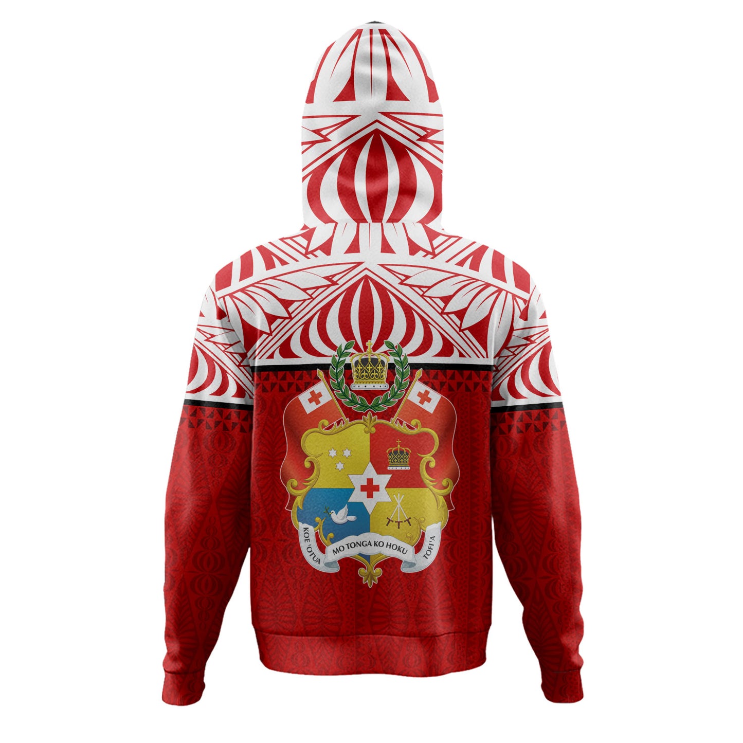 Tonga Custom Personalised Hoodie Coat Of Arms Ngatu Patterns Design