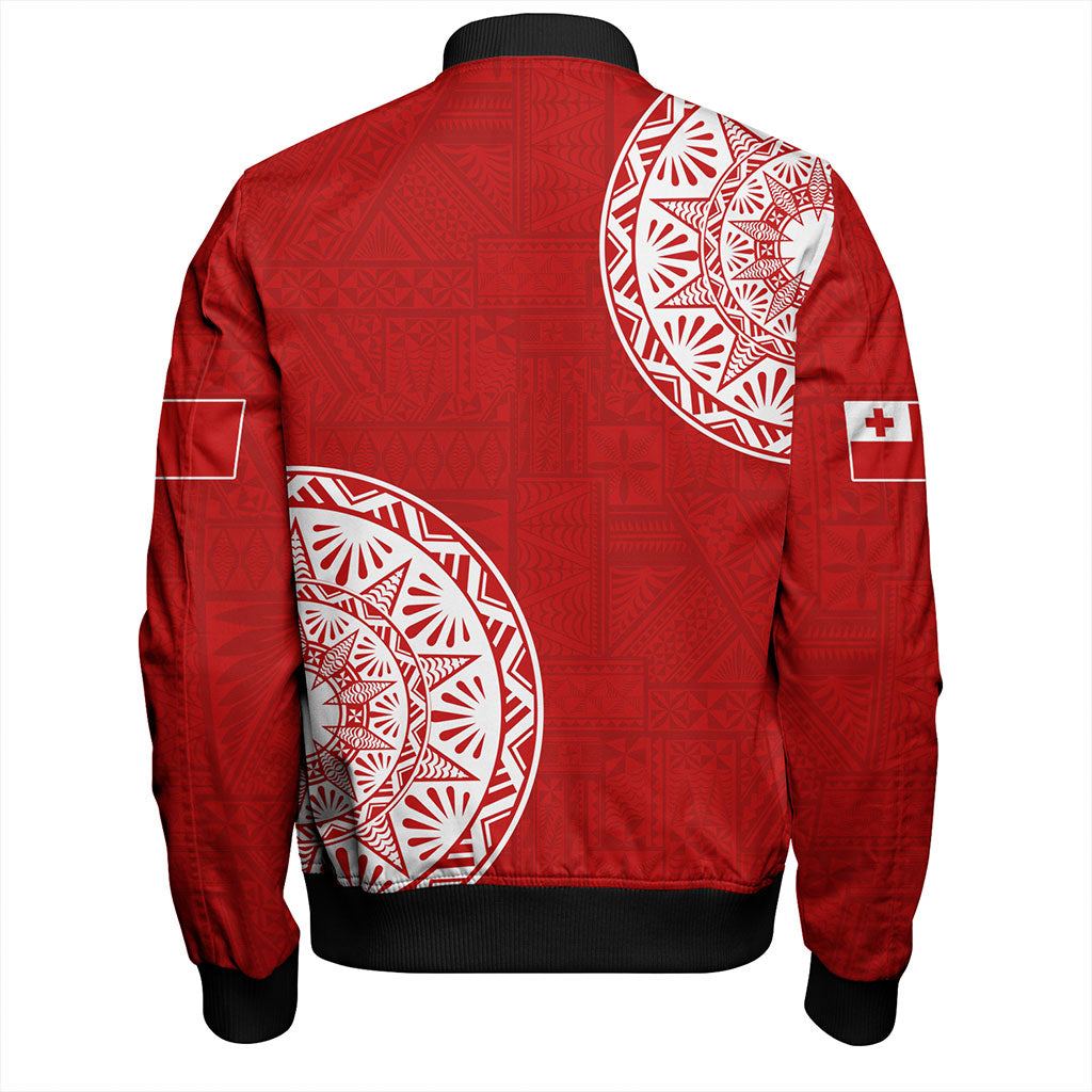 Tonga Bomber Jacket Kingdom of Tonga Ngatu Pattern Circle