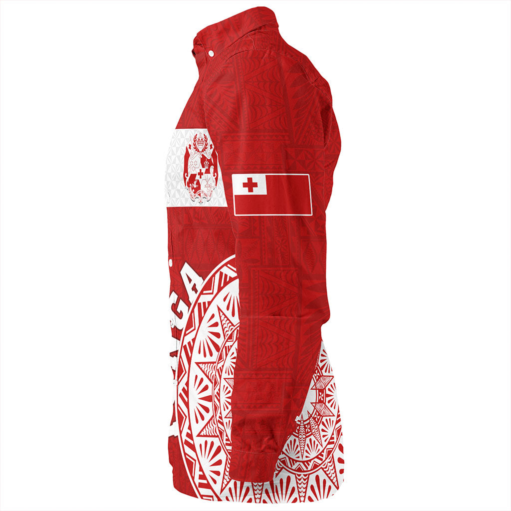Tonga Long Sleeve Shirt Kingdom of Tonga Ngatu Pattern Circle