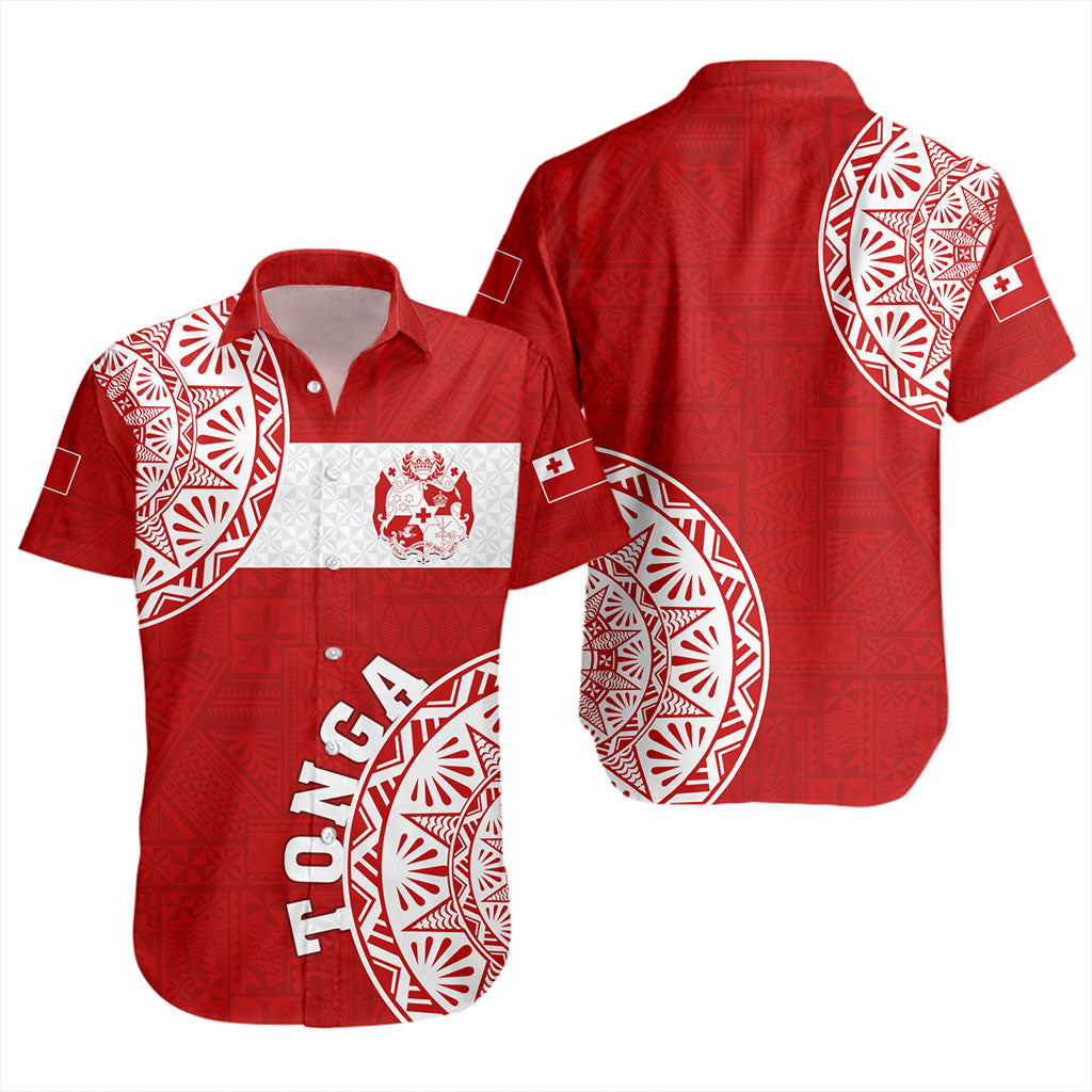 Tonga Short Sleeve Shirt Kingdom of Tonga Ngatu Pattern Circle