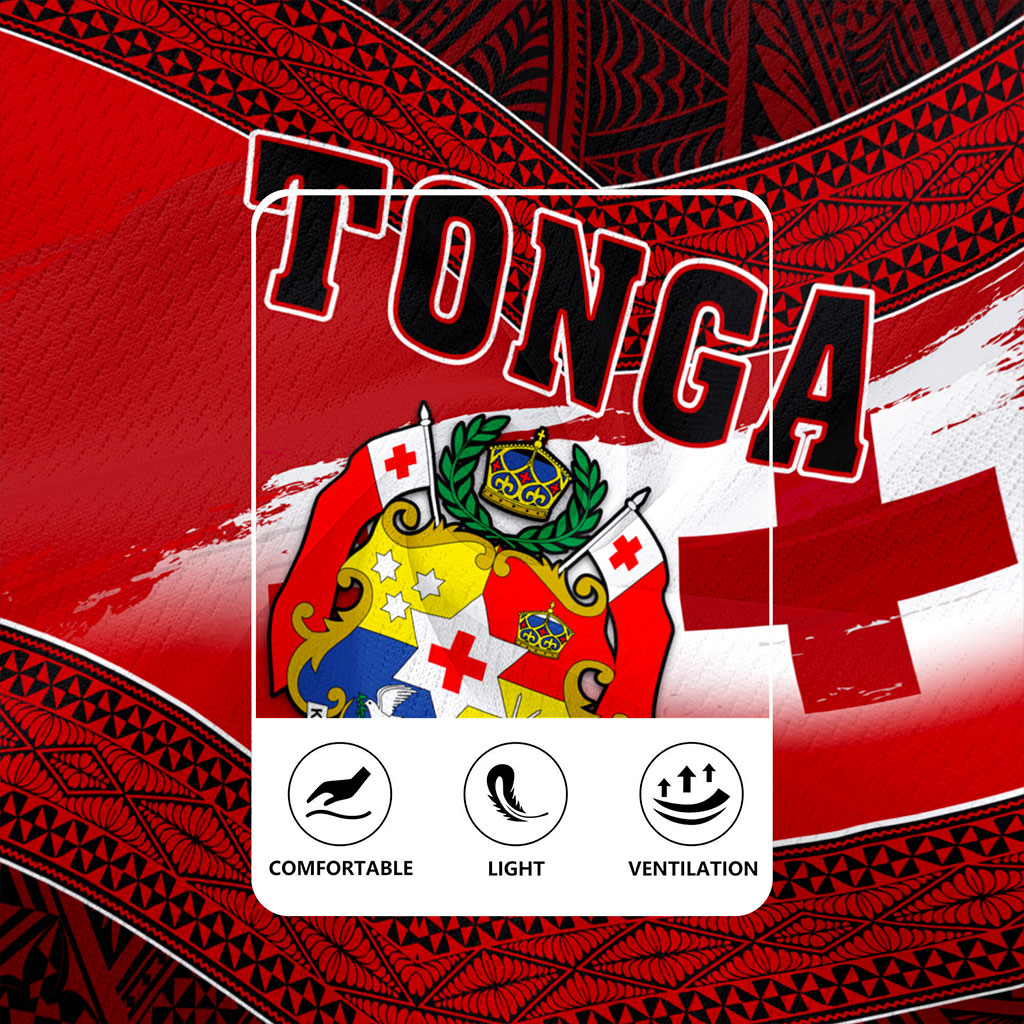Tonga Rugby Jersey Tapa Ngatu Nesian Island Matching Flag Grunge