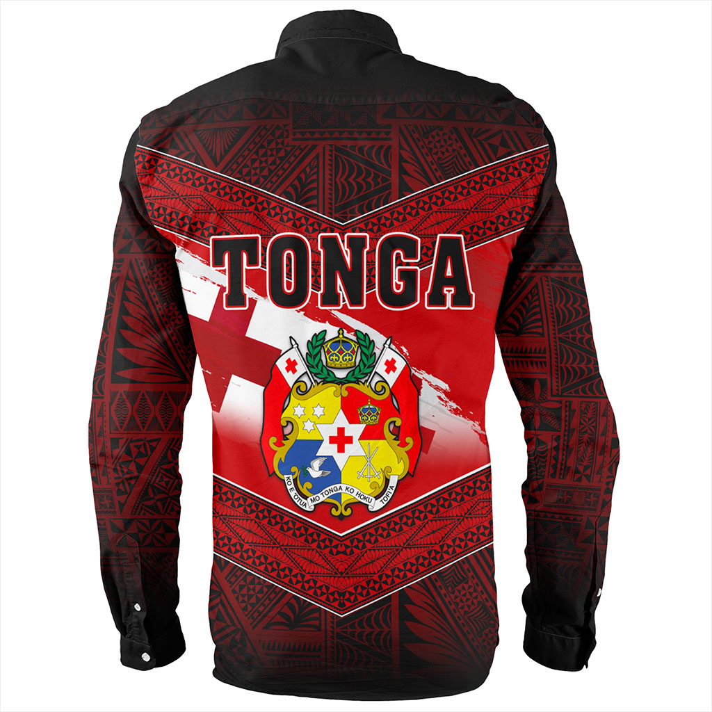 Tonga Long Sleeve Shirt Tapa Ngatu Nesian Island Matching Flag Grunge