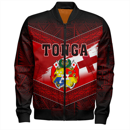 Tonga Bomber Jacket Tapa Ngatu Nesian Island Matching Flag Grunge