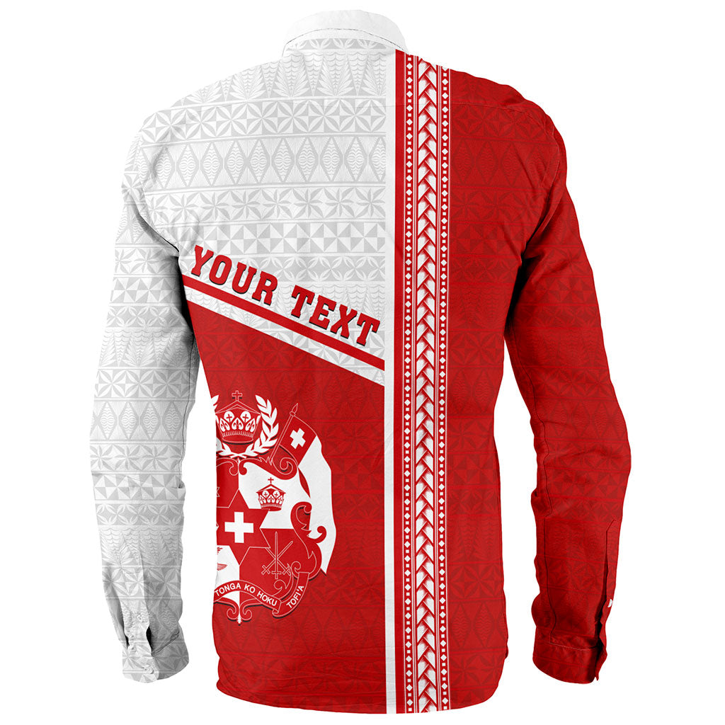 Tonga Long Sleeve Shirt Custom Tribal Ngatu Design Flag