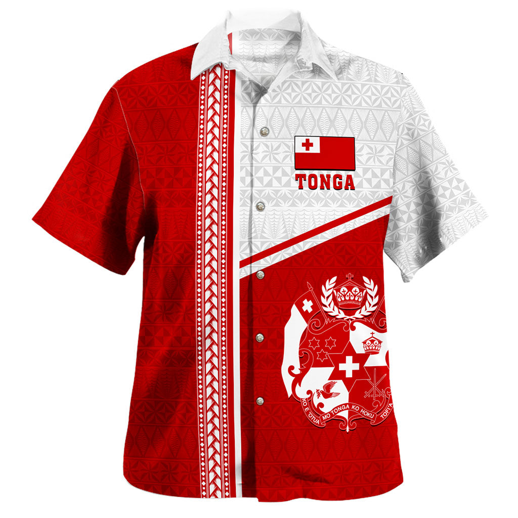 Tonga Hawaiian Shirt Custom Tribal Ngatu Design Flag