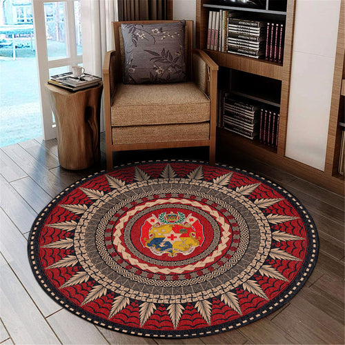 Tonga Round Rugs Ngatu Pattern Unique