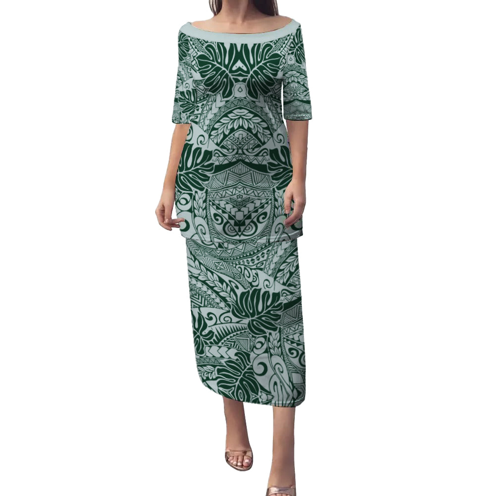 Hawaii Combo Puletasi And Shirt Tribal Leaf