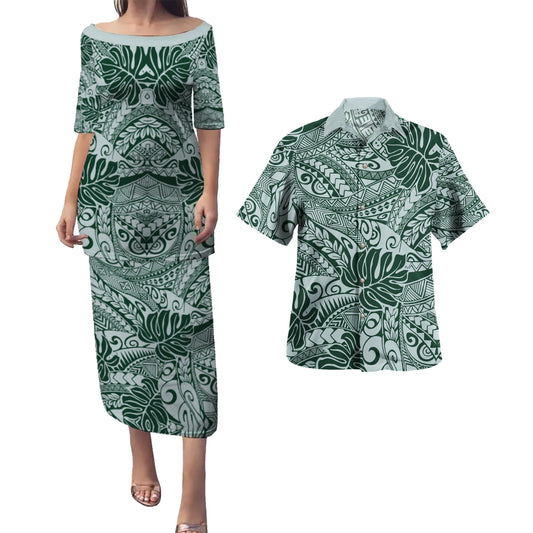 Hawaii Combo Puletasi And Shirt Tribal Leaf