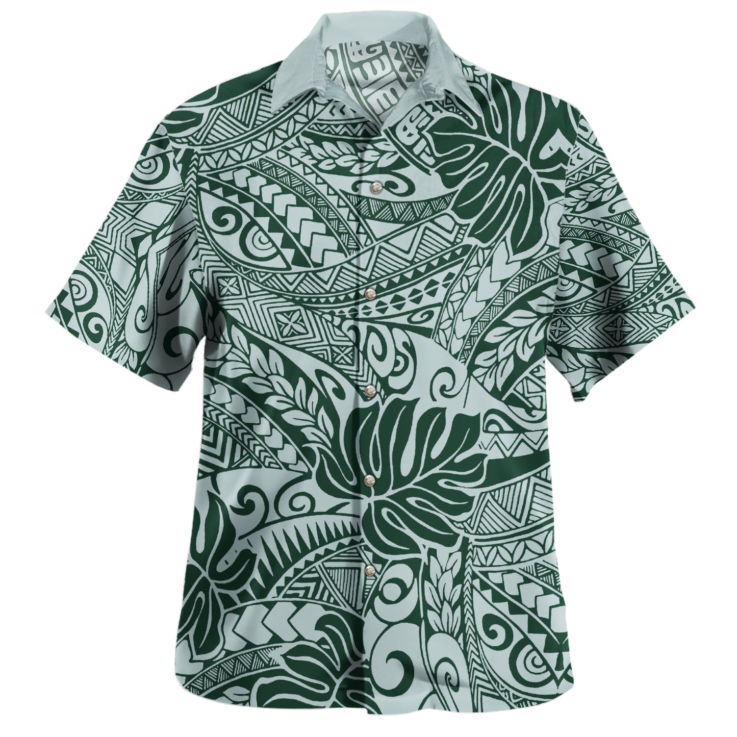 Polynesia Combo Dress And Shirt Tribal Polynesian Pattern Leaf Green