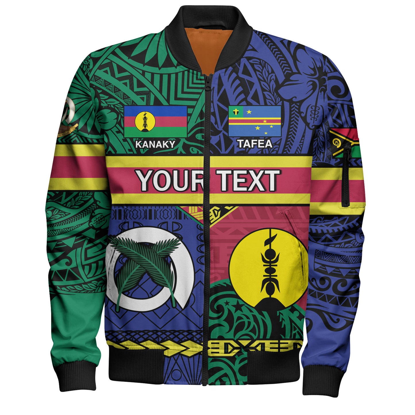 Vanuatu Bomber Jacket Custom Tafea Kanaky Day Tribal Patterns Special Design