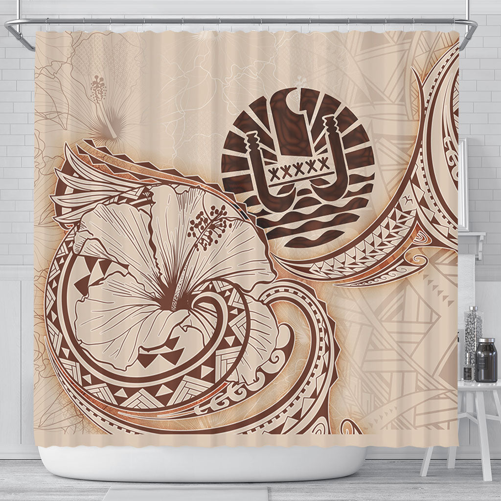 Tahiti Shower Curtain Hibiscus Flower Vintage Style