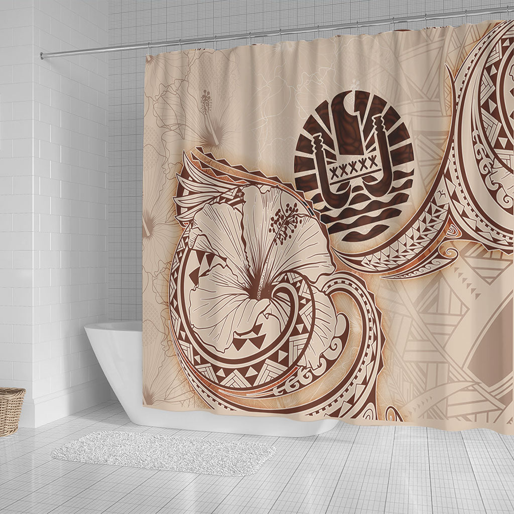 Tahiti Shower Curtain Hibiscus Flower Vintage Style