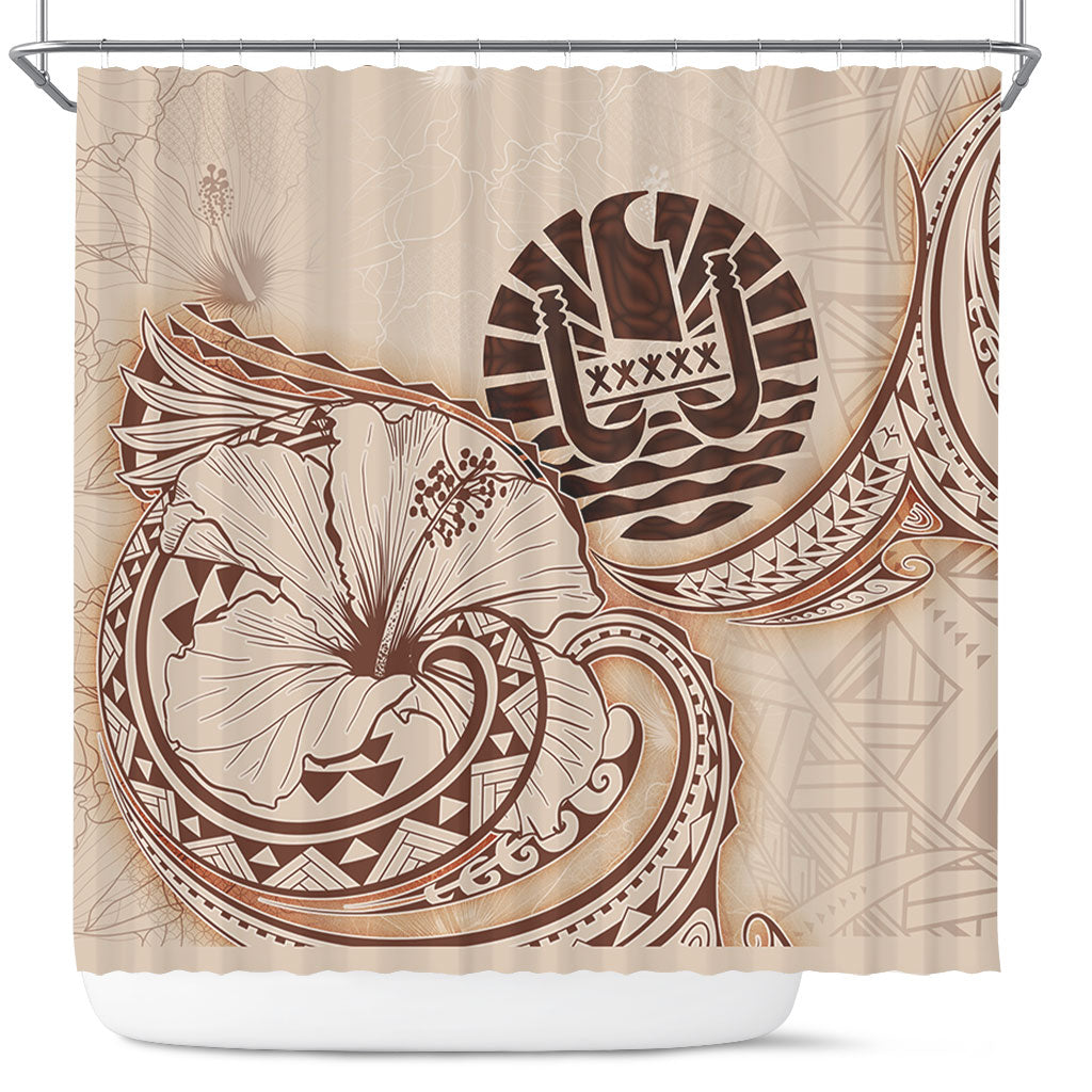 Tahiti Shower Curtain Hibiscus Flower Vintage Style