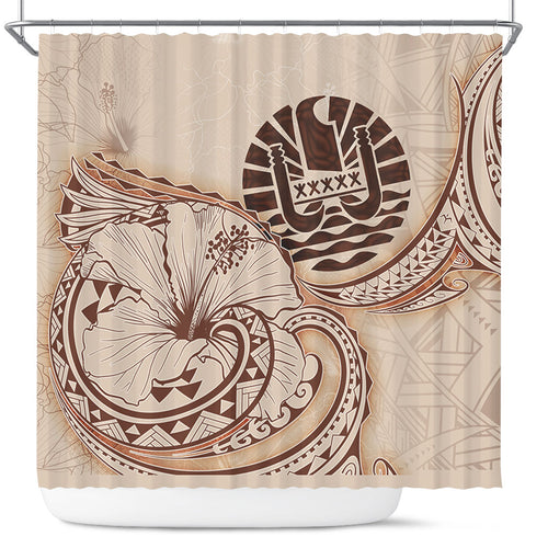 Tahiti Shower Curtain Hibiscus Flower Vintage Style