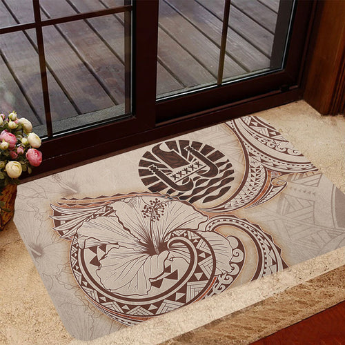 Tahiti Door Mat Hibiscus Flower Vintage Style
