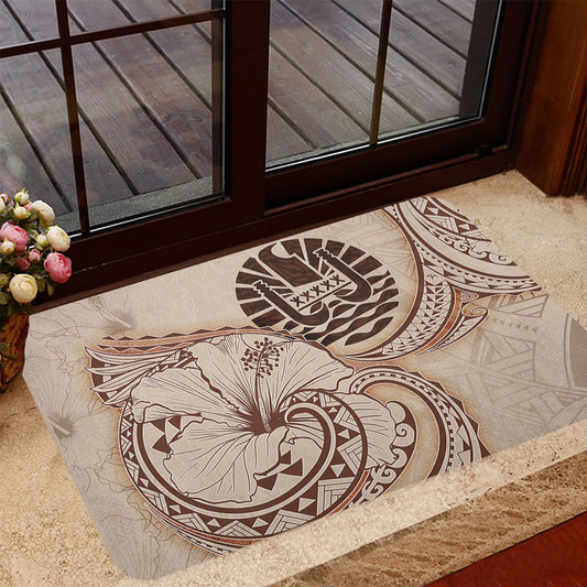 Tahiti Door Mat Hibiscus Flower Vintage Style